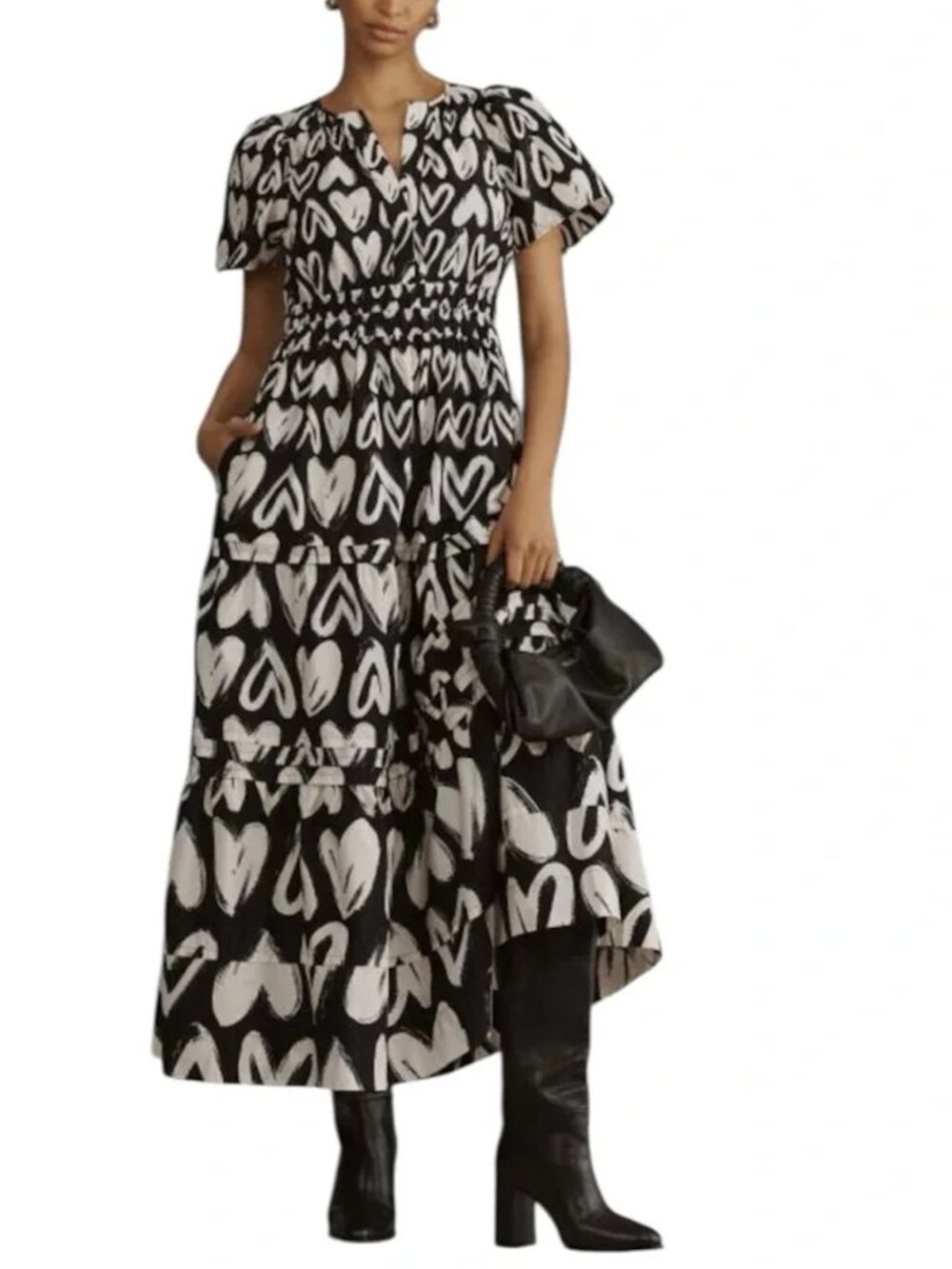 Anthropologie Somerset Dress Maxi Tiered Hearts Women's Size XXS NEW